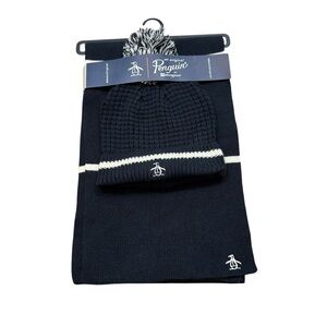 Brand new with Tags Original Penguin Brand Hat and Scarf Set Black One Size